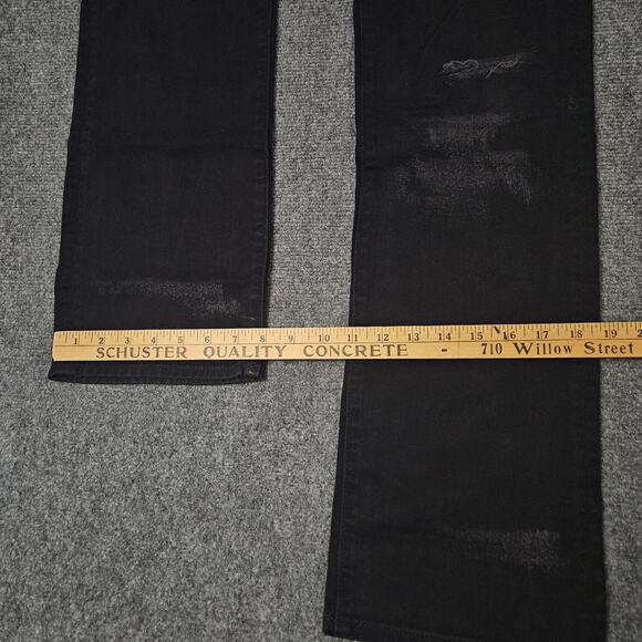 7 For All Mankind Jeans Black Distressed Bootcut Stretch Denim Grunge Style - Picture 14 of 15